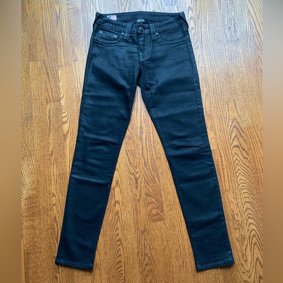 True Religion Skinny Coated Jeans, Black, Size 27 - Picture 2 of 11